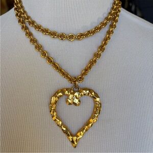HEART OF GOLD: Hammered Heart Pendent with Gold Chain